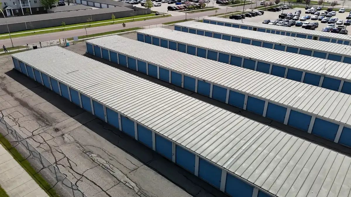 Aerial view of facility with drive up units